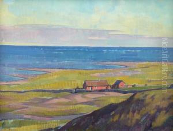 Fiskarehus Vid Havet. Motiv Fran So Skane. Signerad. Duk, 60x78 - view 1