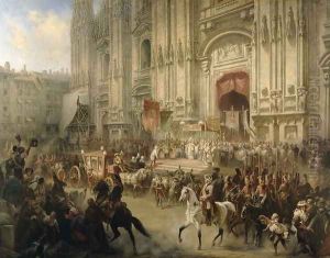 Ceremonial reception of Field-marshal Alexander Suvorov (1729-1800) in Milan in April 1799, c.1850 by Adolf Jossifowitsch Charlemagne