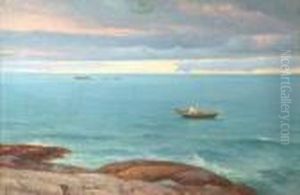 Mann I Pram Ved Havet by Hjalmar Johnsen