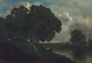 Cattle Resting Along A River thumbnail