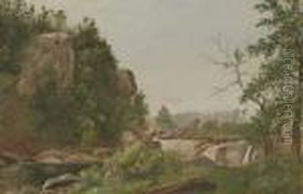 Wooded Creek With Bridge - view 1