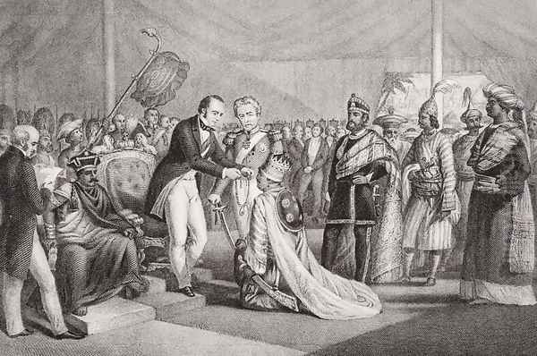 Grand Durbar at Cawnpore after the Suppression of the Sepoy Revolt, 1858, from `Illustrations of English and Scottish History' Volume II - view 1