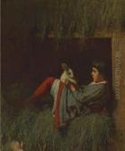 Child Playing With Rabbit - view 1