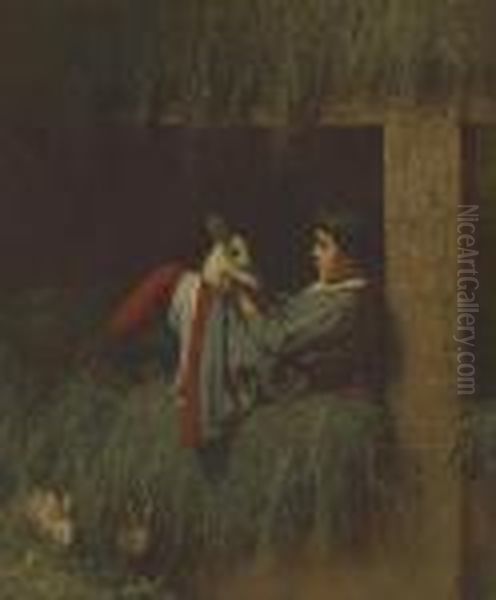 Child Playing With Rabbit - view 1