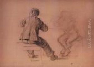 Study For 'the Counterfeiters' by Eastman Johnson