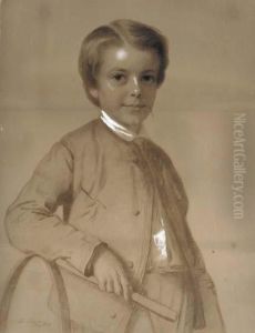 Portrait Of A Young Boy With Hoop And Stick by Eastman Johnson