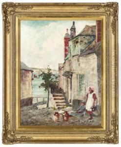 Children With Water Pitchers In A Street by Ernest Borough Johnson
