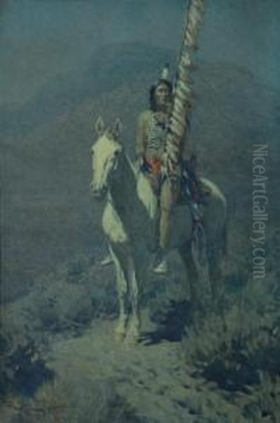 Indian Scout In Moonlight - view 1