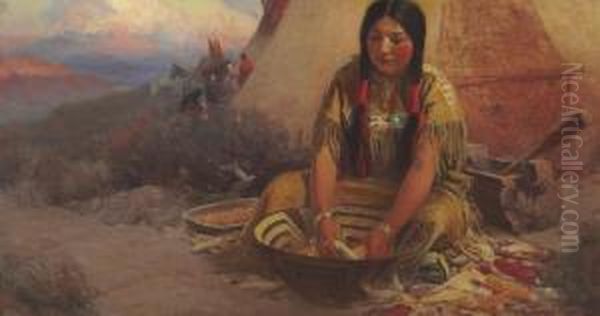 Indian Encampment At Twilight - view 1