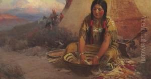 Indian Encampment At Twilight