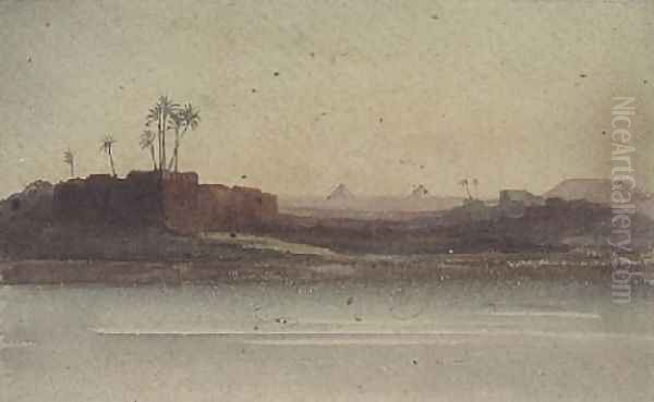 First View of the Pyramids from the Nile near Cairo - view 1
