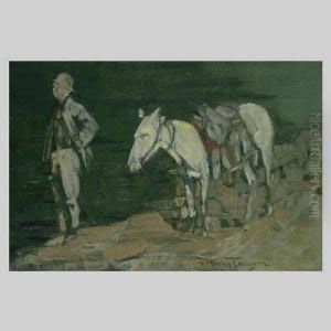 Johnson.california . Study
Moonlight In The Canyon #3. Oil Oncanvas. 9 X 13 Inches. Signed Lower
Right: F Tenney Johnson by Frank Johnson