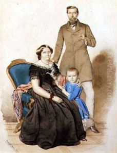 Family Portrait, 1856 by August (Agost Elek) Canzi