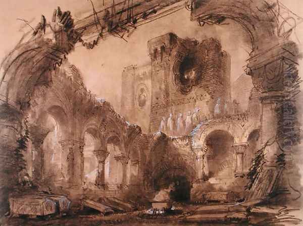 Ruins, scenery design for a performance of 'Macbeth' - view 1