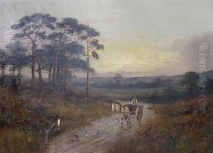 Horse And Cart On A Country Lane by Sidney Yates Johnson
