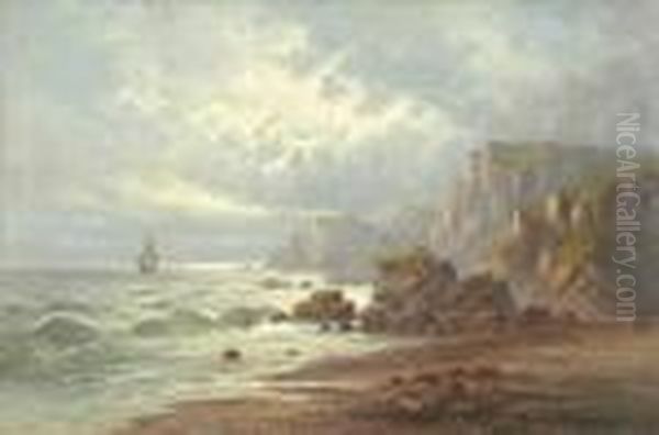 Fishingboats And Sailing Ships Off A Rocky Coastline - view 1