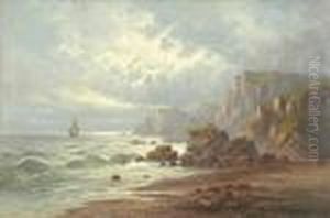 Fishingboats And Sailing Ships Off A Rocky Coastline