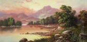 Boat On A Loch; Loch Scene At Dusk by Sidney Yates Johnson