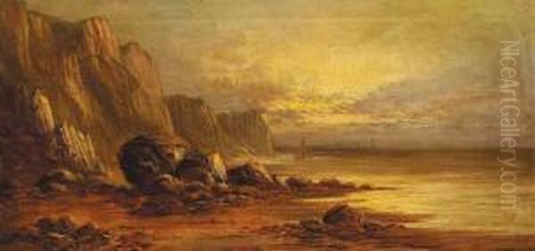Coastal Cliffs With Boats Off-shore - view 1