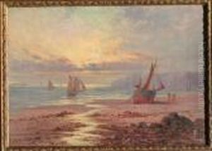 Fishing Boat High And Dry At Sunset Fishing Boat High And Dry At Sunset