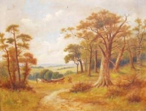 Surrey Landscape With Horse Drawn Timber Wagon