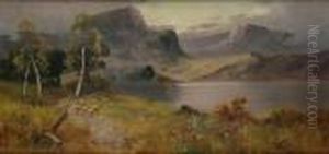 Highland Landscape With Sheep By A Loch by Sidney Yates Johnson