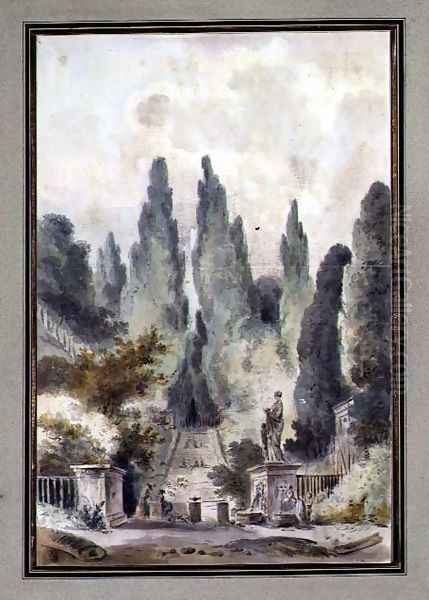 The Gardens of the Villa d'Este at Tivoli by Claude Louis Chatelet
