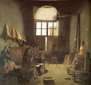 Interior of the Studio of David by Leon-Matthieu Cochereau