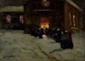 Mid-night Mass Near Pont Aven, Bretagne, France by John Young Johnstone