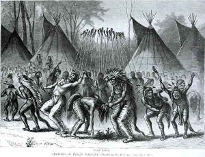 Scalp Dance from 'Sketches of Indian Warfare' by William de la Montagne Cary