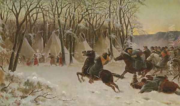 Custer Attacking an Indian Village - view 1