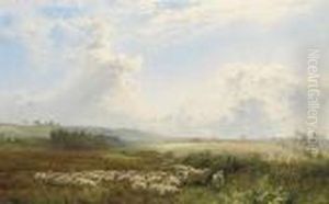 Sheep Grazing In A Meadow On A Summer's Day by Charles Jones