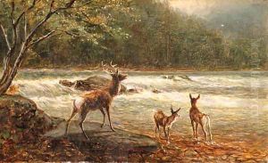 Deer Crossing the Stream by William de la Montagne Cary