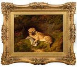 Border-terrier Mit Erbeutetem Kaninchen by Charles Jones