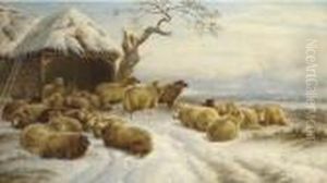 Sheep In A Winter Landscape Sheep In A Winter Landscape