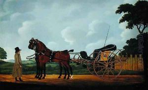 A Gentleman with his Pair of Bays Harnessed to a Curricle by John Cordrey