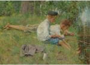 Fishing Along The River Bank by Francis Coates Jones