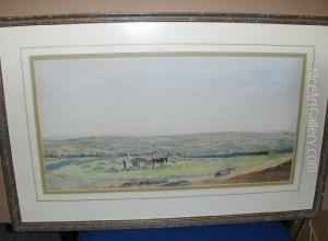 Loading The Hay Wagon In A Yorkshire Milllandscape by Frederick Cecil Jones