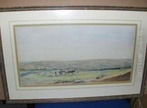 Loading The Hay Wagon In A Yorkshire Mill Landscape by Frederick Cecil Jones