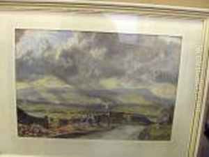 'burnley' - The Industrial Valley With An Artist Painting In The Foreground by Frederick Cecil Jones