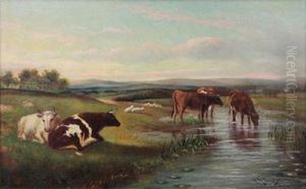Cows By A Stream - view 1