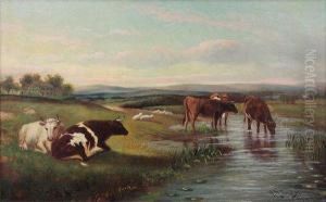 Cows By A Stream by Hugh Bolton Jones