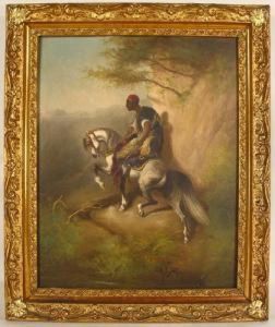 Arabian Horseback In Landscape by Hugh Bolton Jones