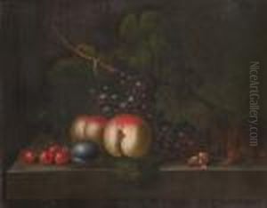Still Life Of Fruit On A Ledge by William Jones Of Bath