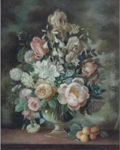 Still Life With Flowers And Apricots by Paul Jones