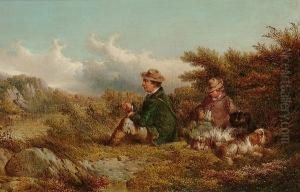 Landscape With Figures And Dogs In The Foreground Landscape With Figures And Dogs In The Foreground