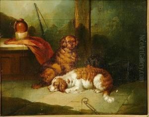 Spaniels In An Interior by Paul Jones