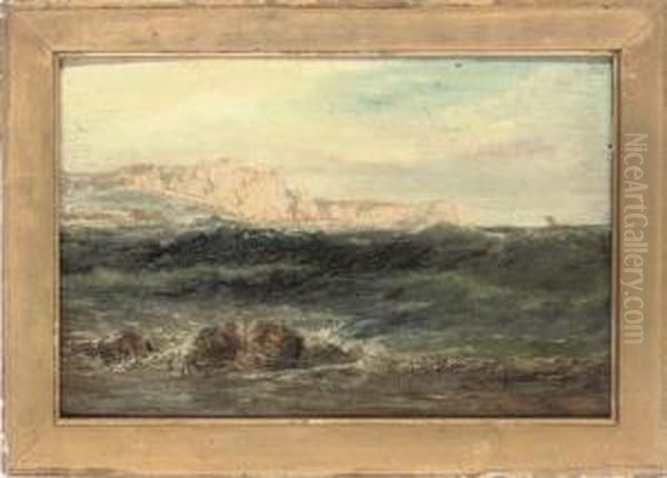 Waves Breaking Off The Coast Of Swanage - view 1