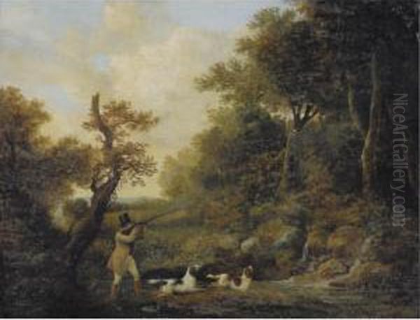 A Gentleman Shooting Pheasant In A Clearing - view 1