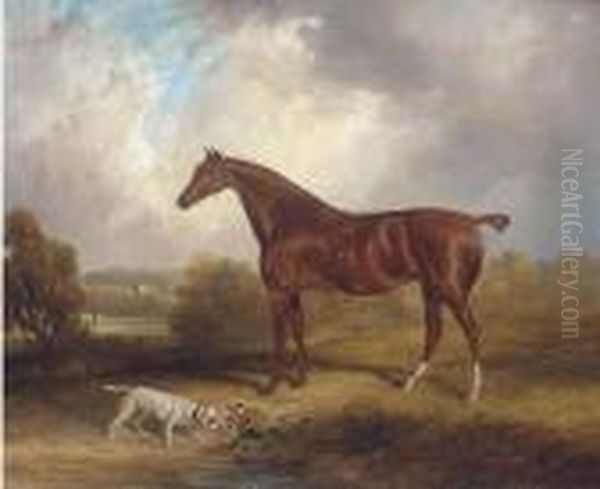 A Chestnut Hunter Before A Country House - view 1